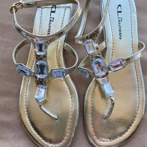 CL By Laundry Gold Jeweled Sandals